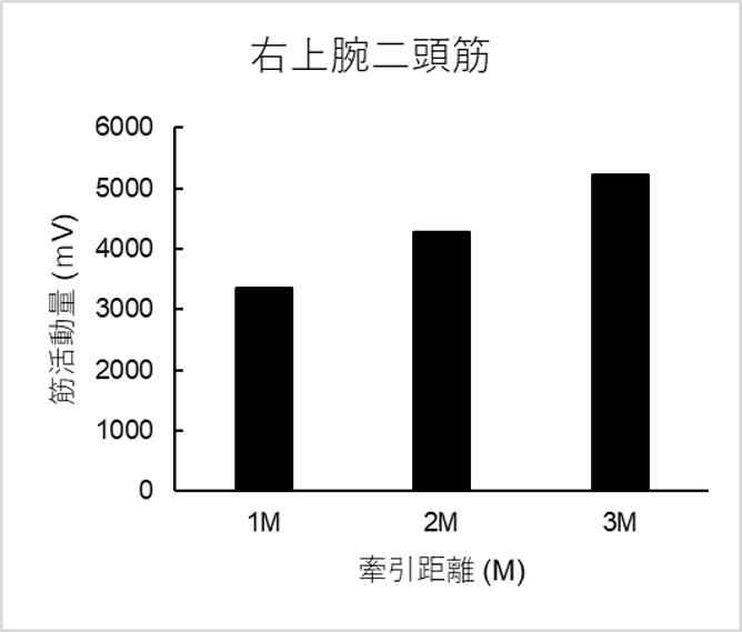 1セットの総合筋放電量・右上腕二頭筋
